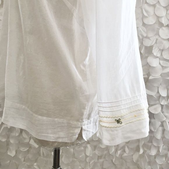 Sigrid Olsen XL 100% Linen Long Sleeve Blouse Sheer Embroidery NWOT - Picture 8 of 11